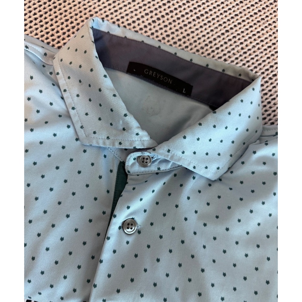 Greyson Polo Blue Polka Dot Golf Size Large Logo